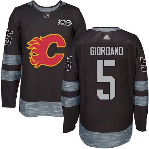 Adidas Flames #5 Mark Giordano Black 1917-100th Anniversary Stitched NHL Jersey - Click Image to Close